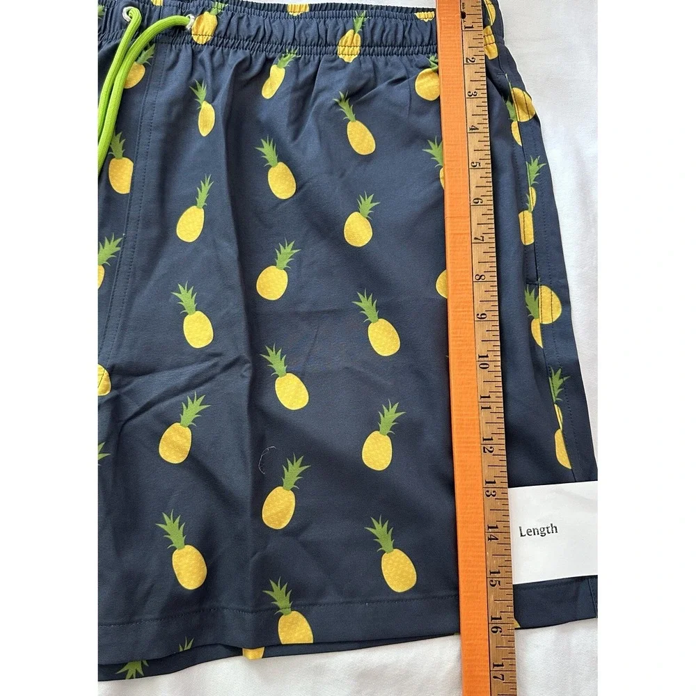 EUBI Swim Shorts Men's XXL Stretchy Lined Drawstring Hawaiian Delight Pineapple